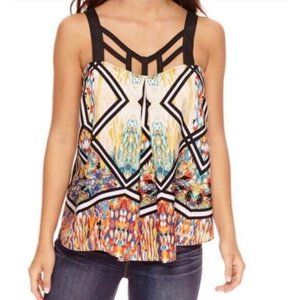 Bisou Bisou Michele Bohbot S Patterned Split Inverted V Pleat Front Tank